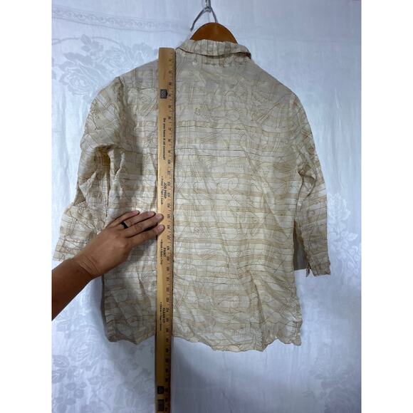 Chicos Design Button Up 1 Medium Tan Beige 100% Silk Embroidered Tunic - Picture 10 of 10